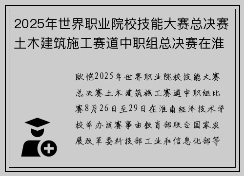 2025年世界职业院校技能大赛总决赛土木建筑施工赛道中职组总决赛在淮南举行